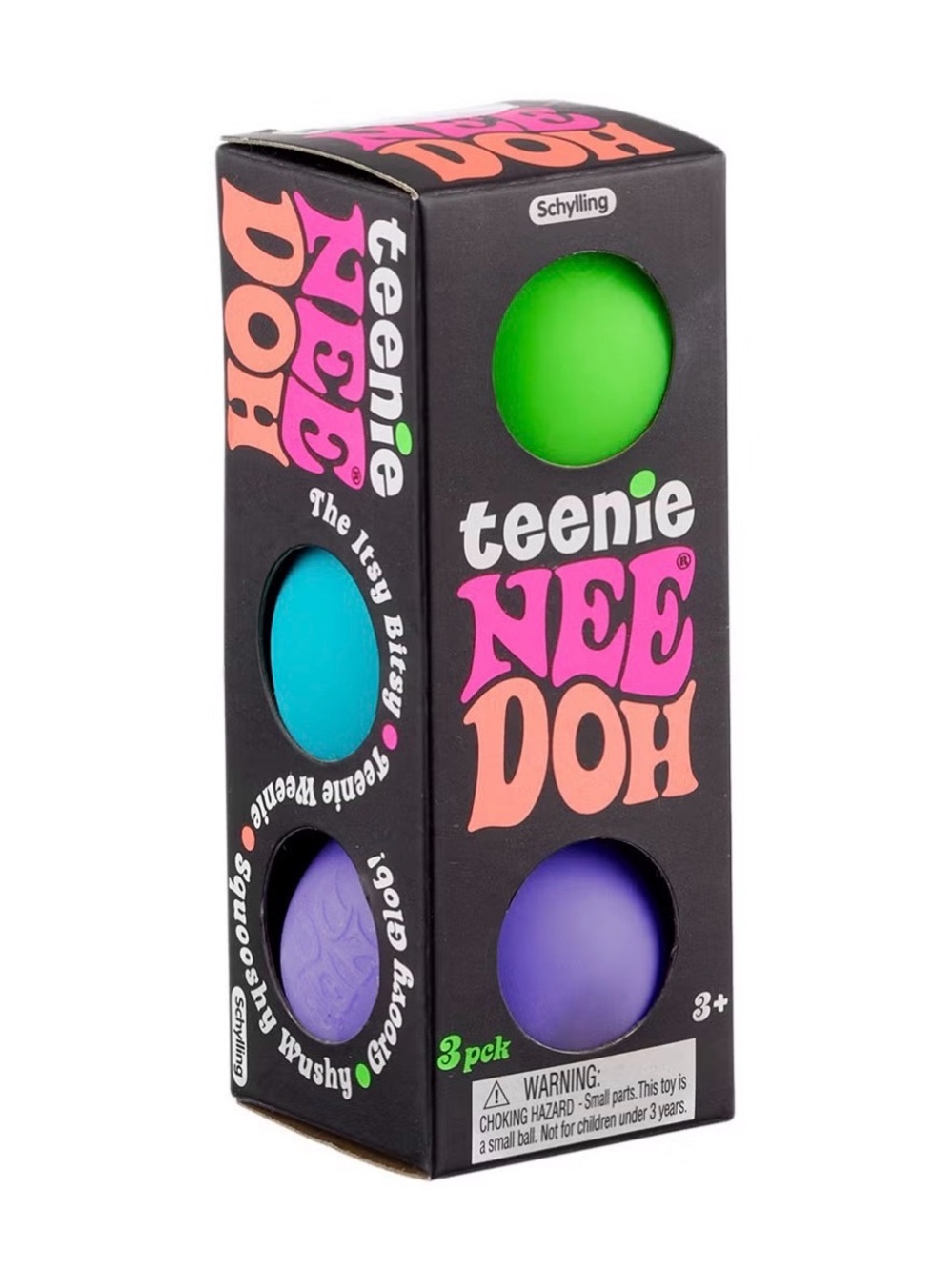 Teenie NeeDoh 3-Pack Squeezable Stress Toys — Green, Teal, Purple
